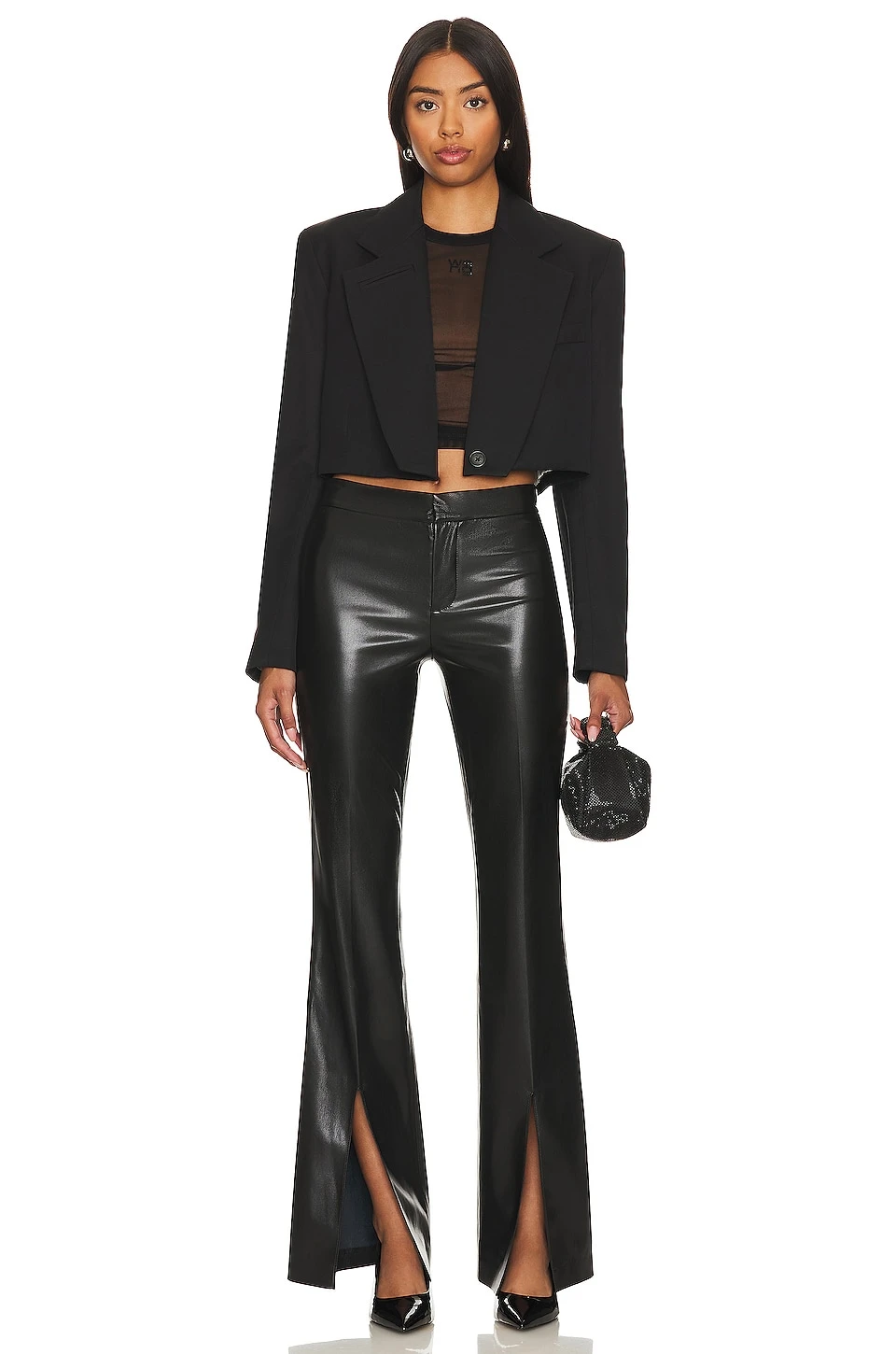 Alice + Olivia Walker Faux Leather Pant Black - Image 4