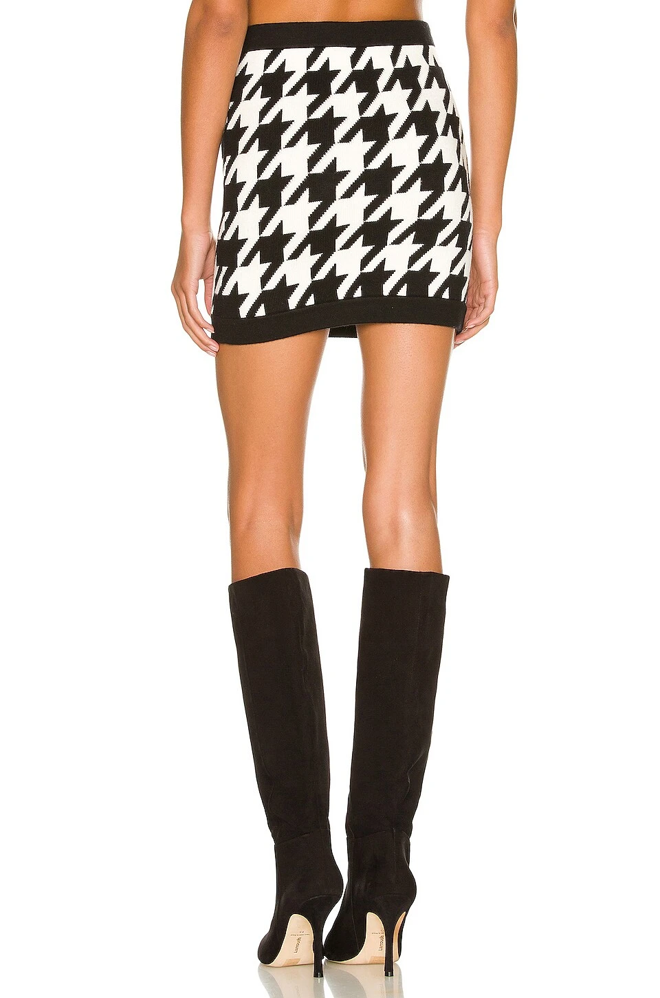 Alice + Olivia Ingrid Houndstooth Mini Skirt Black & Soft White - Image 3