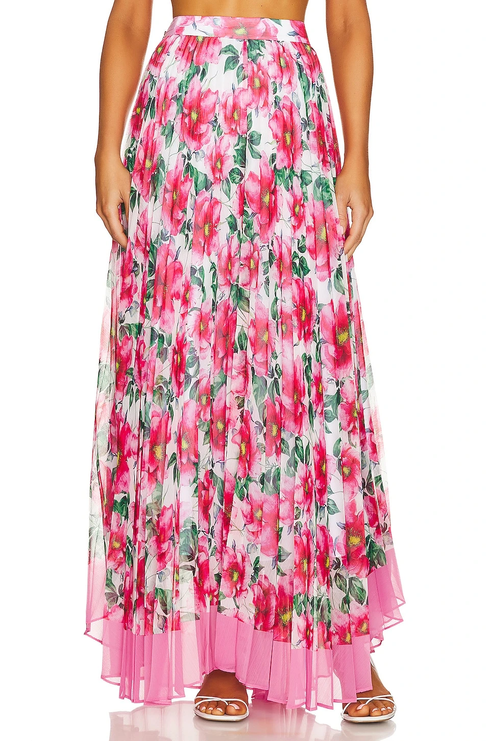 Alice + Olivia Katz Pleated Maxi Skirt High Tea Floral