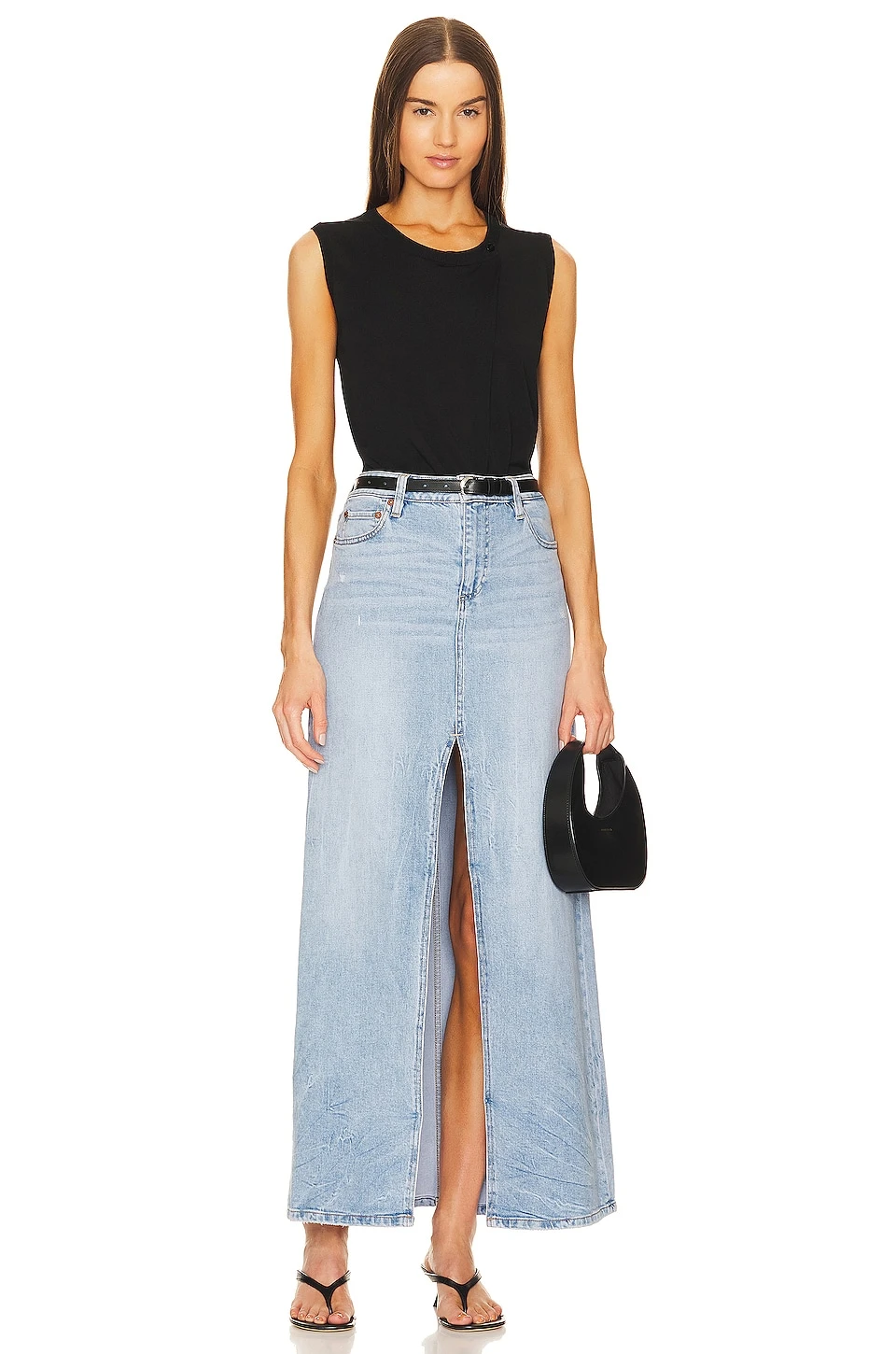 Alice + Olivia Rye High Waisted Skirt Lightning Blue - Image 4