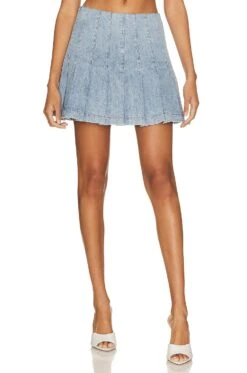 Alice + Olivia Carter Denim Skirt Rockstar Blue