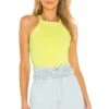 Alice + Olivia Cabot Fitted Crop Tank Neon Keylime