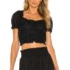 Alice + Olivia Peggy Button Down Crop Top Black