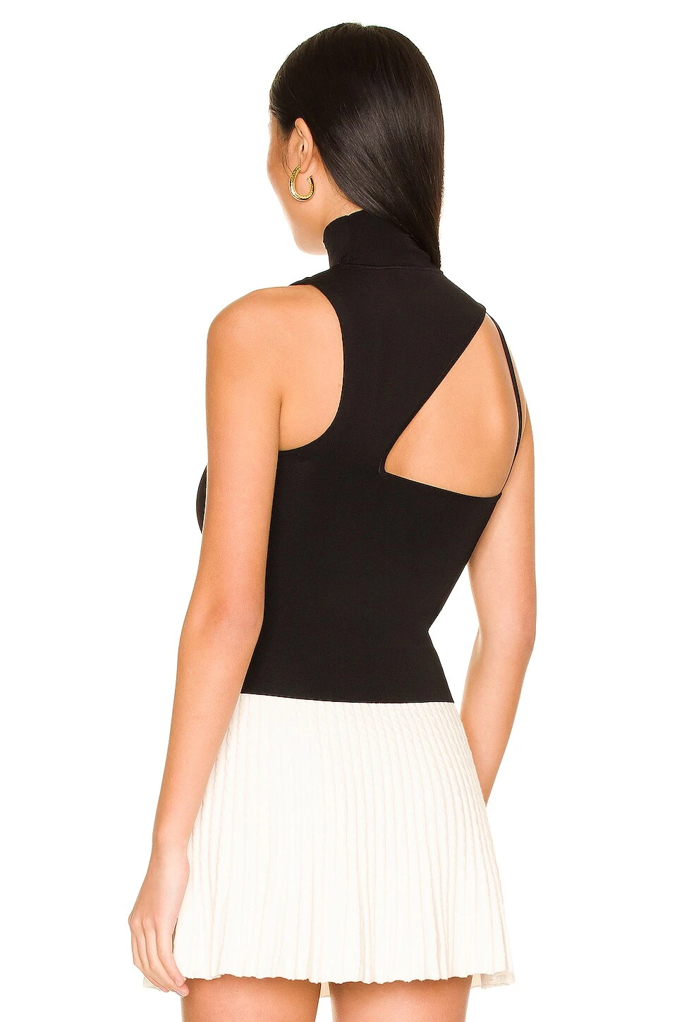 Alice + Olivia Wynn Cutout Asymmetrical Mock Neck Tank Black - Image 3
