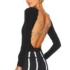 Alice + Olivia Marcella Chain Back Bodysuit Black