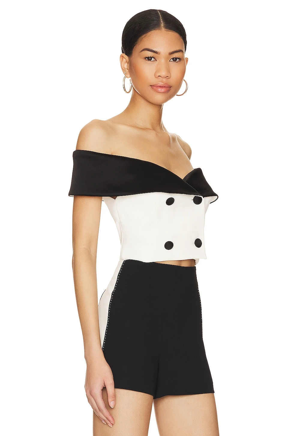 Alice + Olivia Avalon Off The Shoulder Top Ecru - Image 2