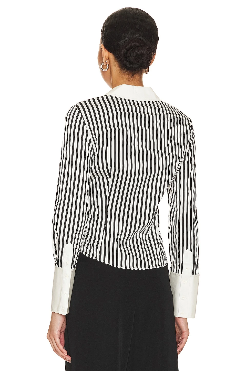 Alice + Olivia Melia Fitted Dart Button Up Top Joy Stripe - Image 3