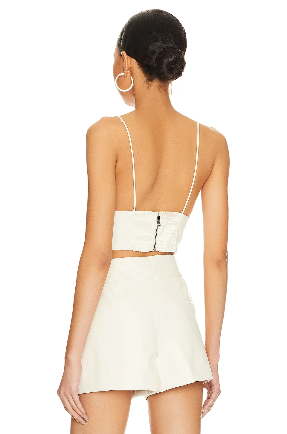 Alice + Olivia Carli Faux Leather Bra Top Ecru - Image 3