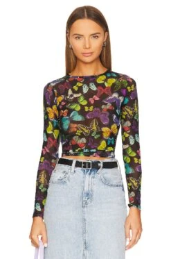 Alice + Olivia ТОП DELAINA Butterfly High Black