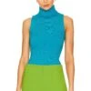 Alice + Olivia Darcey Turtleneck Sweater Tank Ocean Blue