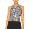 Alice + Olivia Allen Crew Neck Sleeveless Tank Zebra