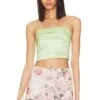 Alice + Olivia Tita Draped Spaghetti Strap Top Pistachio