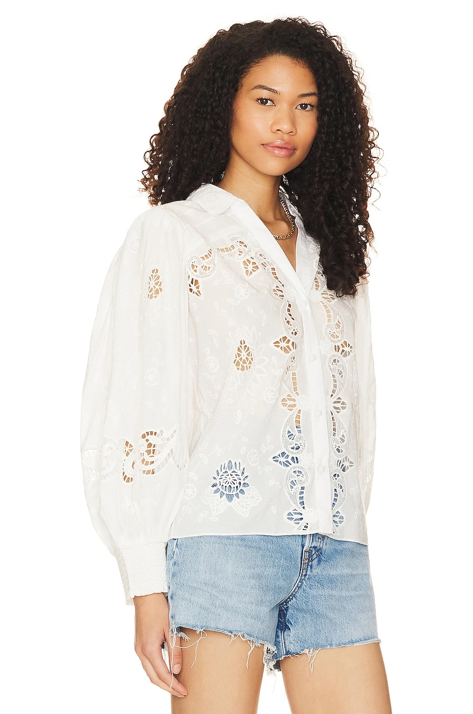 Alice + Olivia Venty Button Blouse White - Image 3