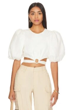 Alice + Olivia Colette Crop Top White