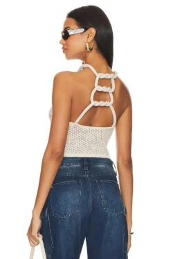 Alice + Olivia Daria Halter Top Sand